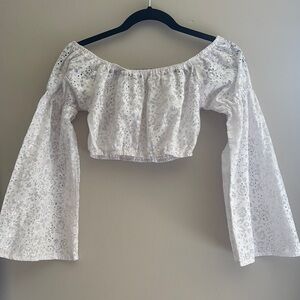 White Eyelet Off-Shoulder Top